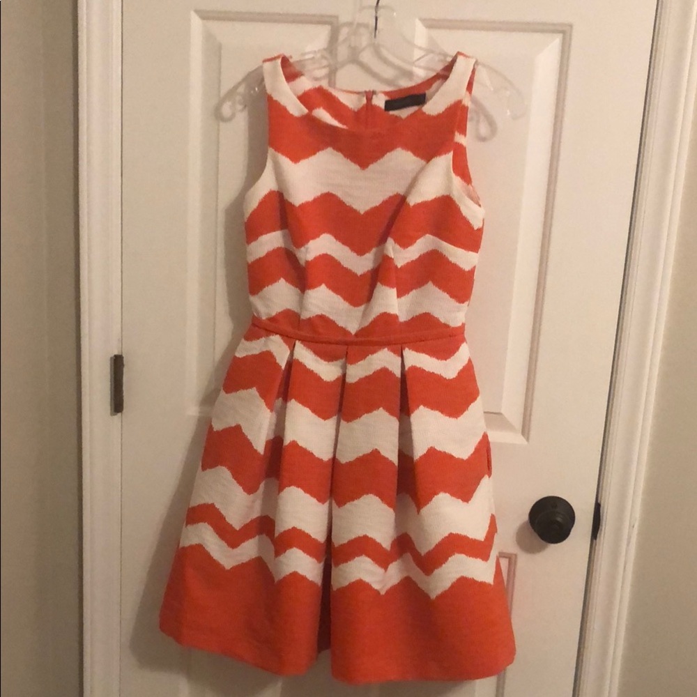 The Limited Chevron Dress in Orange and White